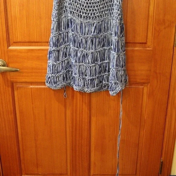 Marilena Chicago Vintage Blue Loose Knit Tank Top Medium Romania - Picture 4 of 10